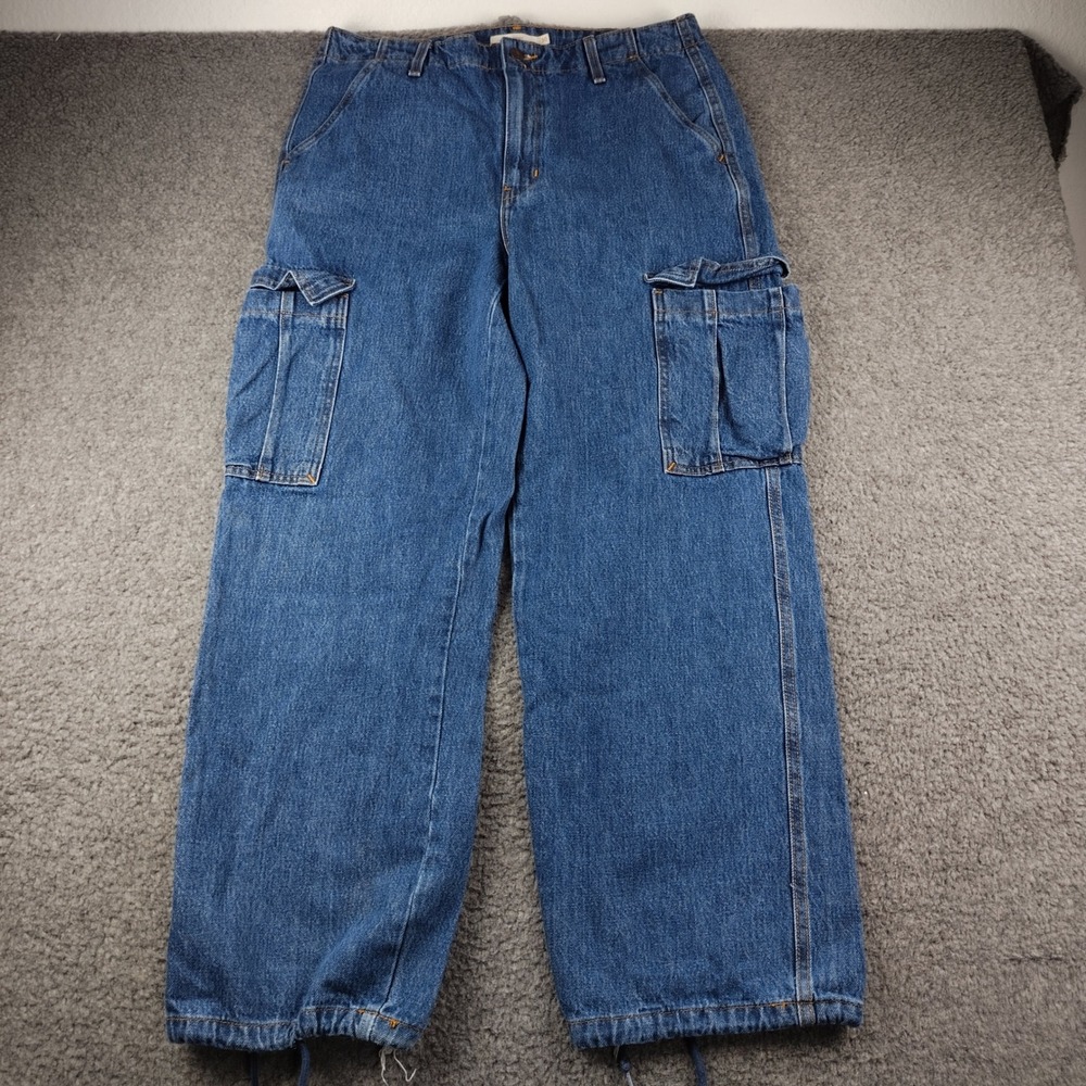 Levis Jeans Sz 34x30 94 Baggy Blue Cargo Utility Womens Paratrooper